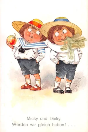 Fantasie Vintage Micky und Dicky (Echte strik van garen) Werden wir gleich haben! Duitsland Deutschland Europa HC46106 Rabat