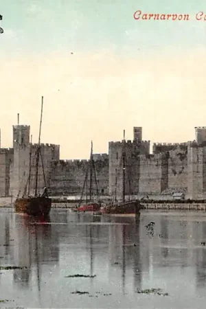 Engeland Wales Gwynedd Caernarfon Carnarvon Castle from the River Kasteel Schepen Scheepvaart England Europa HC44968 Ostatnia szansa