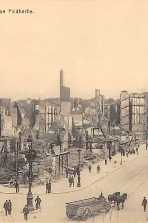 Frankrijk Lille Marche aux Poulets et Rue Faldherbe Tram Oorlogsverwoestingen 1914-1918 WO1 France Europa HC43328 Bezpieczna płatność