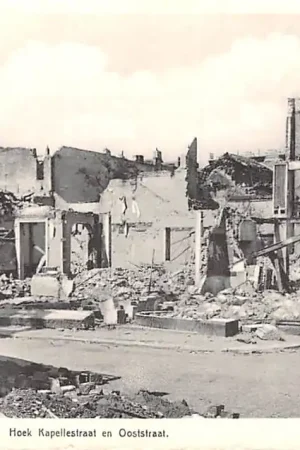 België Oostende WO2 1940-1945 Oorlogsschade Hoek Kapellestraat en Ooststraat Europa HC42154 Oryginalny
