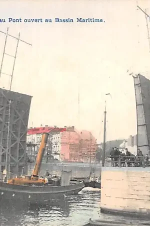 Tylko dziś België Brussel Bruxelles-Laeken Le Nouveau Pont ouvert au Bassin Maritime 1906 Sleepboot Scheepvaart Europa HC42149
