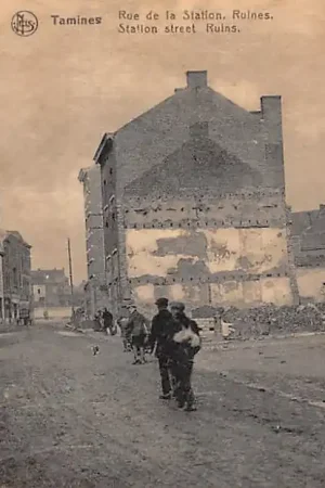België Tamines Rue de la Station Ruïnes WO1 1914-1918 Europa HC42131 Wyprzedaż