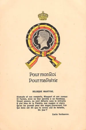 Rabat België WO1 1914-1918 Pour mon Roi Pourma Patrie Gedicht Emile Verhaeren Koningshuis Europa HC42106