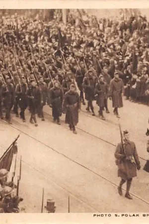 Oryginalny België Brussel WO1 1918 Militair Defilé Het Amerikaansche Vaandel The Americain colours Europa HC41999