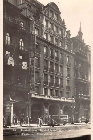 Oryginalny België Brussel Hotel Atlanta met auto bus 1932 Europa HC42099