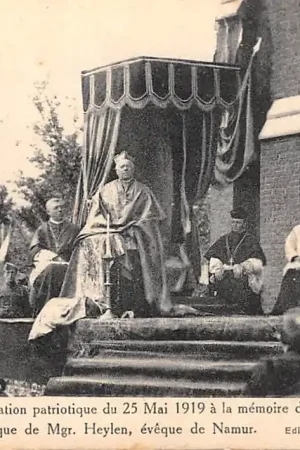 België Tamines WO1 Manifestation patriottique du 25 Mai 1919 a la memoire des martyrs de Tamines Allocution patriottique de Mgr. Heylen, eveque de Namur Europa HC42012 Promocja