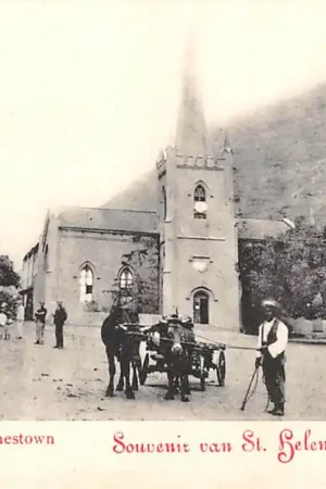 Engeland St. Helena 1901 Boerenoorlog Boer War Markt en Kerk in Jamestown Boeren krijgsgevangenen uit Zuid-Afrika England Frankrijk South-Africa Europa Afrika HC41061 Promocja