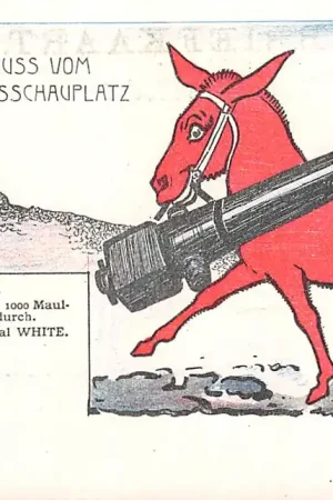 Premium Zuid-Afrika Boerenoorlog Der Boerenkrieg Boer War Gruss vom Kriegsschauplatz 30 Oktober 1899 Wahrend der Nacht gingen 1000 Maultiere mit ihren Geschutzen durch. General White Militair Oorlog Caricature Karikatur South Africa Duitsland Deutschland Engeland England Europa Afrika HC40986