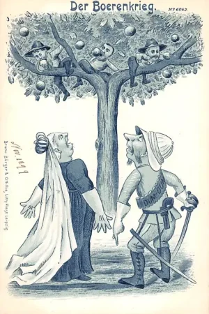 Zuid-Afrika Boerenoorlog 1899 Litho Der Boerenkrieg Boer War 1899 Queen Victoria Dum-Dun Militair Oorlog Caricature Karikatur South Africa Duitsland Deutschland Engeland England Europa Afrika HC40977 Rabat