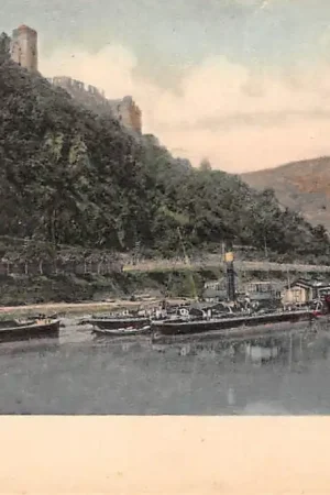 Wysoka jakość Duitsland Sankt Gaor Burg Rheinfels 1900 Scheepvaart Binnenvaart schepen Kasteel Deutschland Europa HC40625