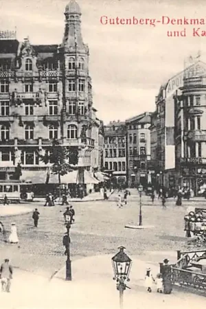 Duitsland Frankfurt a. M. Gutenberg-Denkmal und Kaiserstrasse Tram Deutschland Europa HC40514 Oferta limitowana