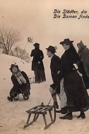 Zamów teraz Onbekend Zwitserland Duitsland Fotokaart Dames en heren op de slee in de sneeuw Schweiz Deutschland Europa HC39864