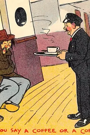 Engeland Joys of the ocean Did you say a coffee or an coffin, Sir? Illustrator Tom Browne 1911 Cartoon Humor England Europa HC39835 Oferta limitowana