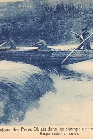 Canada Mission des Peres Oblats dans les champs de neige du Canada Barque saufant un rapide België Noord-Amerika HC39629 Oryginalny