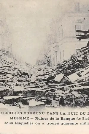 Wyprzedaż Italië Le Cataclysme Sicilien survenu dans la nuit du 27-28 Decembre 1908 Messine Ruïnes de la Banque de Sicile Sicilië Italia Europa HC39339
