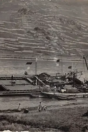 Duitsland Hamborn Binnenvaart schepen Fotokaart Gelria Rederij van Ommeren en Thijssen De Groot en van Vliet Slikkerveer op de Rijn in Deutschland 1916 Scheepvaart Europa HC39287 Wysoka jakość
