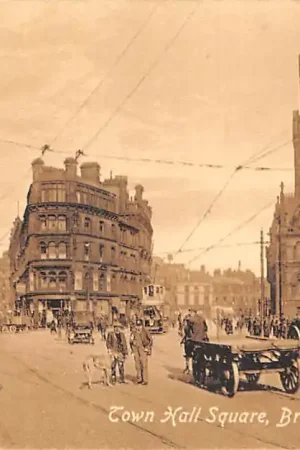 Szybka dostawa Engeland Bradford Town Hall Square 1915 Tram England Europa HC38981