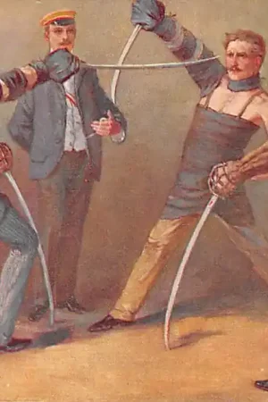 Wysoka jakość Duitsland Vintage Sabelmensur Studentenleben Schermen Sport Fantasie Deutschland Europa HC38706