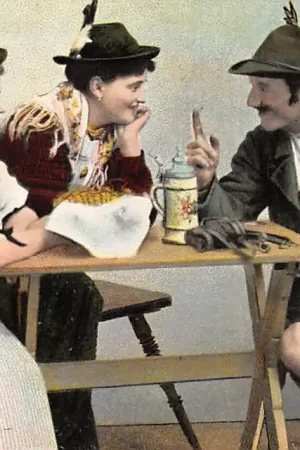 Tylko dziś Duitsland Vintage Oberbayr. Trachten Jager beim Afschneiden Klederdracht Fantasie 1922 Deutschland Europa HC38705