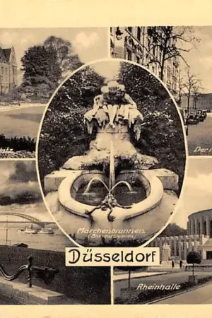 Nowość Duitsland Düsseldorf Gartenanlage am Adolf Hitler platz Der Neue Hauptbahnhof Rhein Marchenbrunnen Rheinhalle Deutschland EuropaHC38025