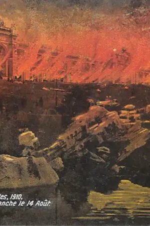 Nowość België Brussel Exposition de Bruxelles 1910 Le Grand Palais en feu Dimanche le 14 Aout Europa HC38018