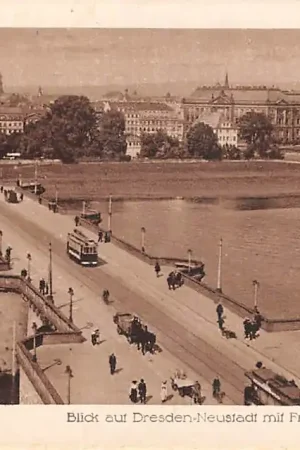 Oryginalny Duitsland Dresden Blick auf Dresden-Neustadt mit Friedrich-August-Brucke Tram 1921 Deutschland Europa HC37447