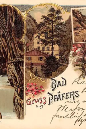 Szybka dostawa Zwitserland Bad Pfäfers Litho Gruss aus 1900 Taminaschlucht Bad Pfäfers St. Gallen Schweiz Suisse Switzerland Europa HC37323