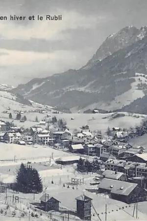 Premium Zwitserland Chateau d'Oex en hiver et le Rubi Schweiz Suisse Switzerland Europa HC34864