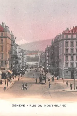 Zwitserland Geneve Rue du Mont-Blanc met tram Schweiz Suisse Switzerland Europa HC34789 Szybka dostawa