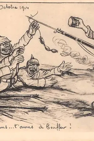 Darmowa dostawa Frankrijk Militair WO1 1914-1918 Sur l'Aisne Octobre 1914 Spotprent Cartoon France Duitsland Deutschland Europa HC34497