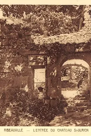 Frankrijk Ribeauville Le Giersberg L'Entree du Chateau St-Ulrich Kasteel France Europa HC34247 Bezpieczna płatność