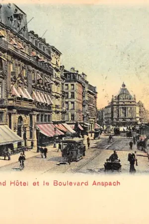 België Brussel Bruxelles Le Grand Hotel et le Boulevard Anspach Paardentram Tram 1901 Europa HC34142 Ekspresowa dostawa
