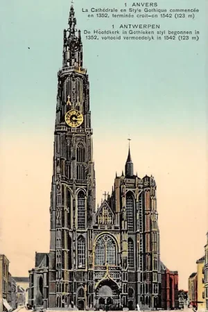 België Antwerpen De Hoofdkerk in Gothieken styl .. Anvers La Cathedrale en Style Gothique .. 1910 Europa HC34114 Nowość
