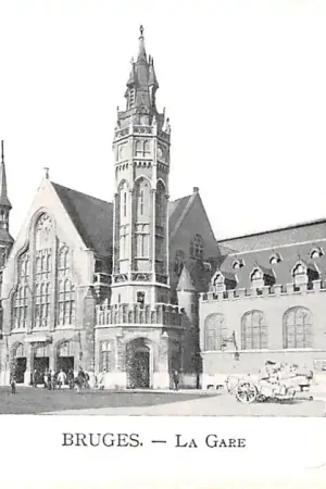 België Brugge Het Station Bruges La Gare Spoorwegen 1900 Europa HC34100 Wysoka jakość