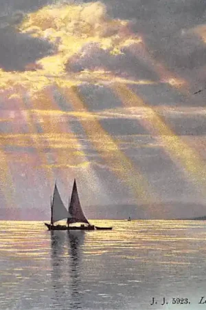 Zwitserland Lac Leman met zeilschip Soir d'orage Schweiz Suisse Switzerland Europa HC33973 Popularny