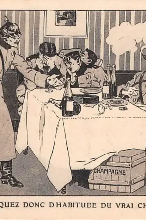 Militair WO1 1914 - 1918 Kaiser Wilhelm Vous Manquez donc d'habitude du vrai champagne Humor Cartoon Duitsland Deutschland Frankrijk France Europa HC33909 Niska cena