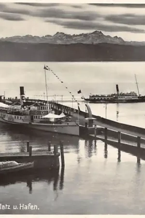 Duitsland Friedrichshafen Bodensee Landungsplatz u. Hafen 1932 Schepen Scheepvaart Deutschland Europa HC33269 Tani