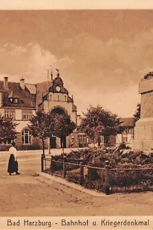 Autentyczny Duitsland Bad Harzburg Bahnhof und Kriegerdenkmal Goslar Station Spoorwegen Deutschland Europa HC33018