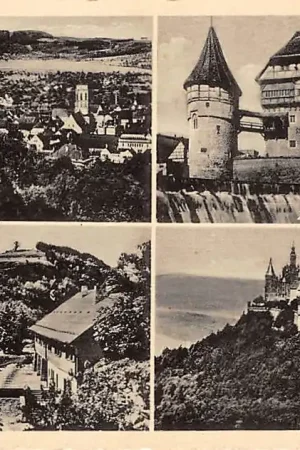 Duitsland Balingen Zollernschloss mit Wasserturm Lochenheim mit Lochen Burg Hohenzollern Deutschland Europa HC31951 Kup teraz