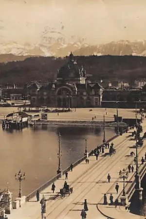 Zwitserland Luzern Seebrucke Bahnhof und Stanserhorn 1925 Spoorwegen Station Schweiz Suisse Switzerland Europa HC31898 Wyprzedaż
