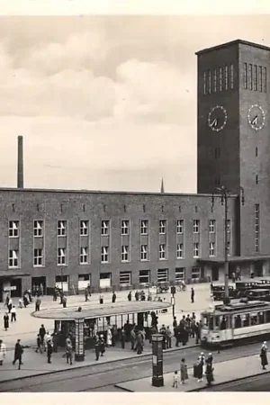 Oryginalny Duitsland Hauptbahnhof Station Tram Tramhalte Taxi's Spoorwegen 1934 Deutschland Europa HC31183