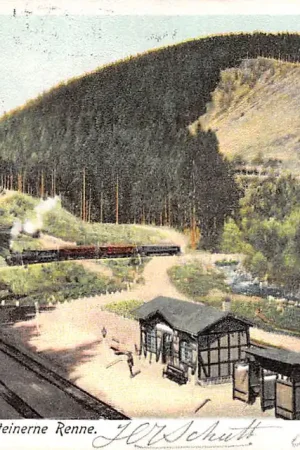 Duitsland Harzquerbahn Station Steinerne Renne Bahnhof Stoomtrein Spoorwegen Treinen Deutschland Europa HC29273 Oferta limitowana