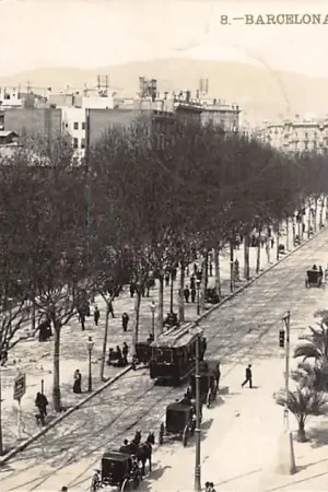 Niska cena Spanje Barcelona Plaza de Cataluna Tram Fotokaart 1908 Espa\\u00f1a Spain Europa HC28024