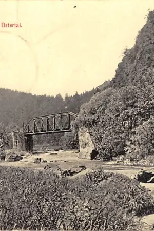 Oferta Duitsland Vogtl. Schweiz Partie aus dem Elstertal met spoorbrug 1911 Deutschland Europa HC27726