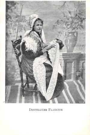 België Vlaamse Kantwerkster Dentellierre Flamande 1900 Klederdracht EuropaHC26583 Premium