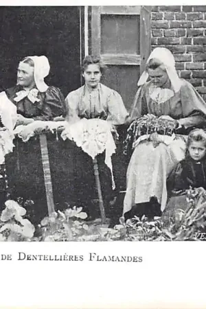 Wysoka jakość België Groep Belgische kantmaaksters 1900 Groupe de Dentellieres Flamandes Klederdracht Europa HC26575