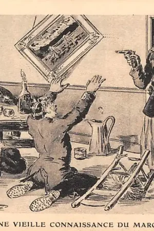 Darmowa dostawa Frankrijk Militair WO1 1914-1918 Cartoon Une vieille Conaissance du Maroc Kaiser Wilhelm Duitsland Marokko France Deutschland Europa Illustrator Boby HC25951