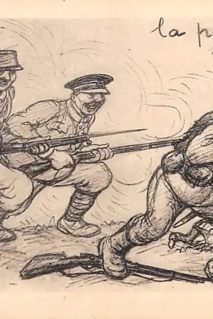 Frankrijk Militair WO1 La poursuite Septembre 1914 Cartoon Vluchtende Duitsers France Duitsland Deutschland Europa Zwrot pieniędzy
