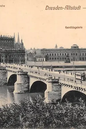 Duitsland Dresden - Altstadt Friedrich August-Brucke Tram 1912 Deutschland Europa HC25216 Popularny