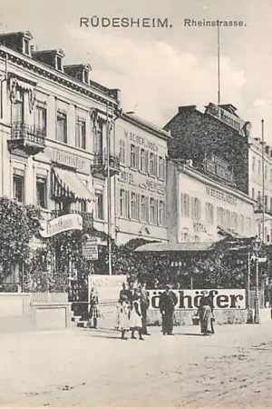 Wyprzedaż Duitsland Rudesheim Rheinstrasse Hotel Dorhofer en Rheinstein 1908 Deutschland Europa HC23749